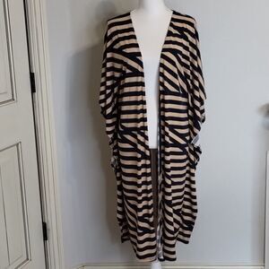 MY Story Striped Duster Medium Navy /Tan